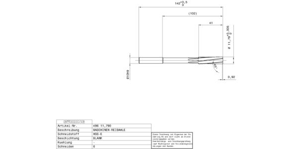 Strojní výstružníky / Ø 11,790 mm / +0,004/+0,005 / DIN 212-2 / HSS-E