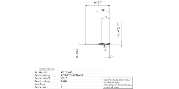 Výstružníky pro automaty / Ø 3,840 mm / +0,004/+0,005 / DIN 8089 / HSS-E