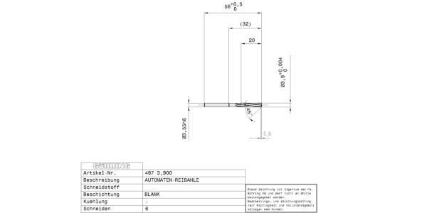 Výstružníky pro automaty / Ø 3,900 mm / +0,004/+0,005 / DIN 8089 / HSS-E
