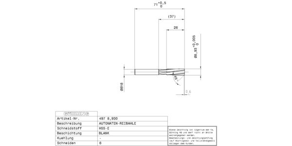 Výstružníky pro automaty / Ø 8,930 mm / +0,004/+0,005 / DIN 8089 / HSS-E
